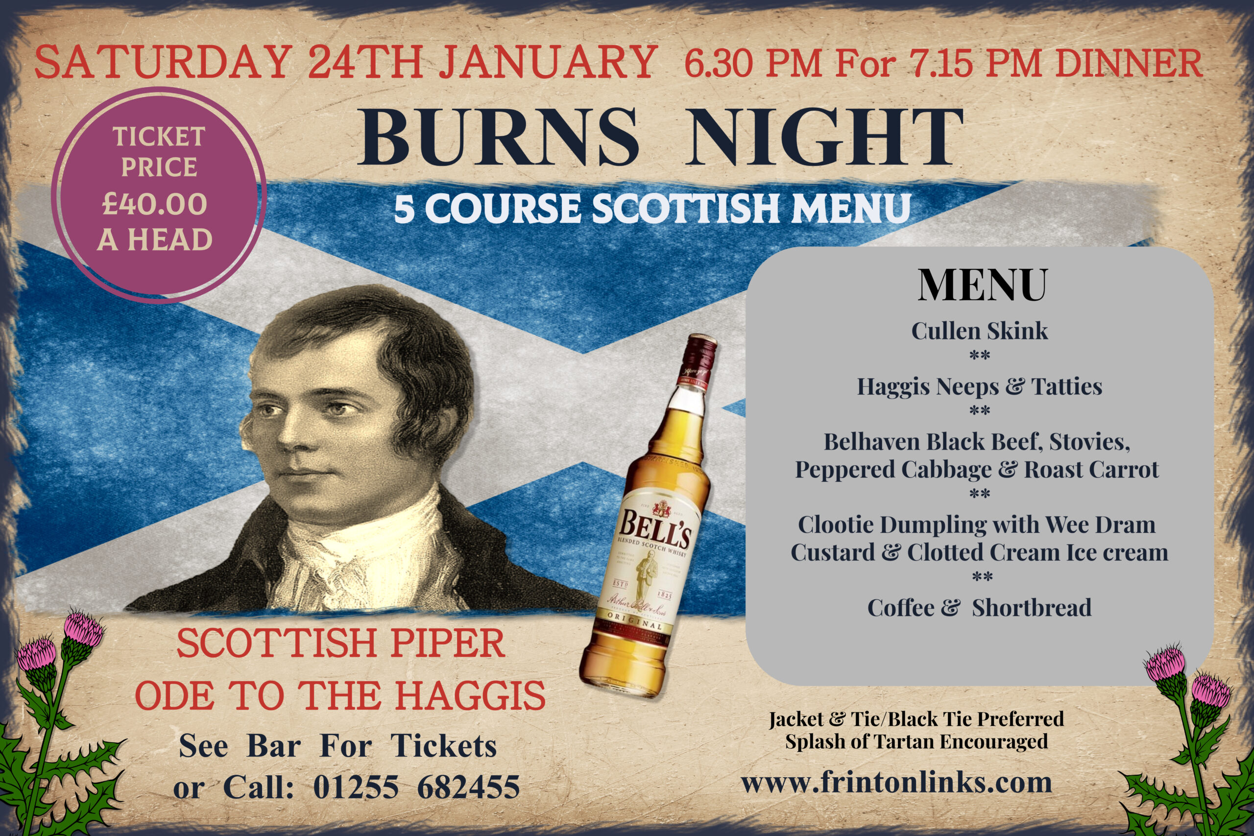 Saturday 24th January – Burns Night