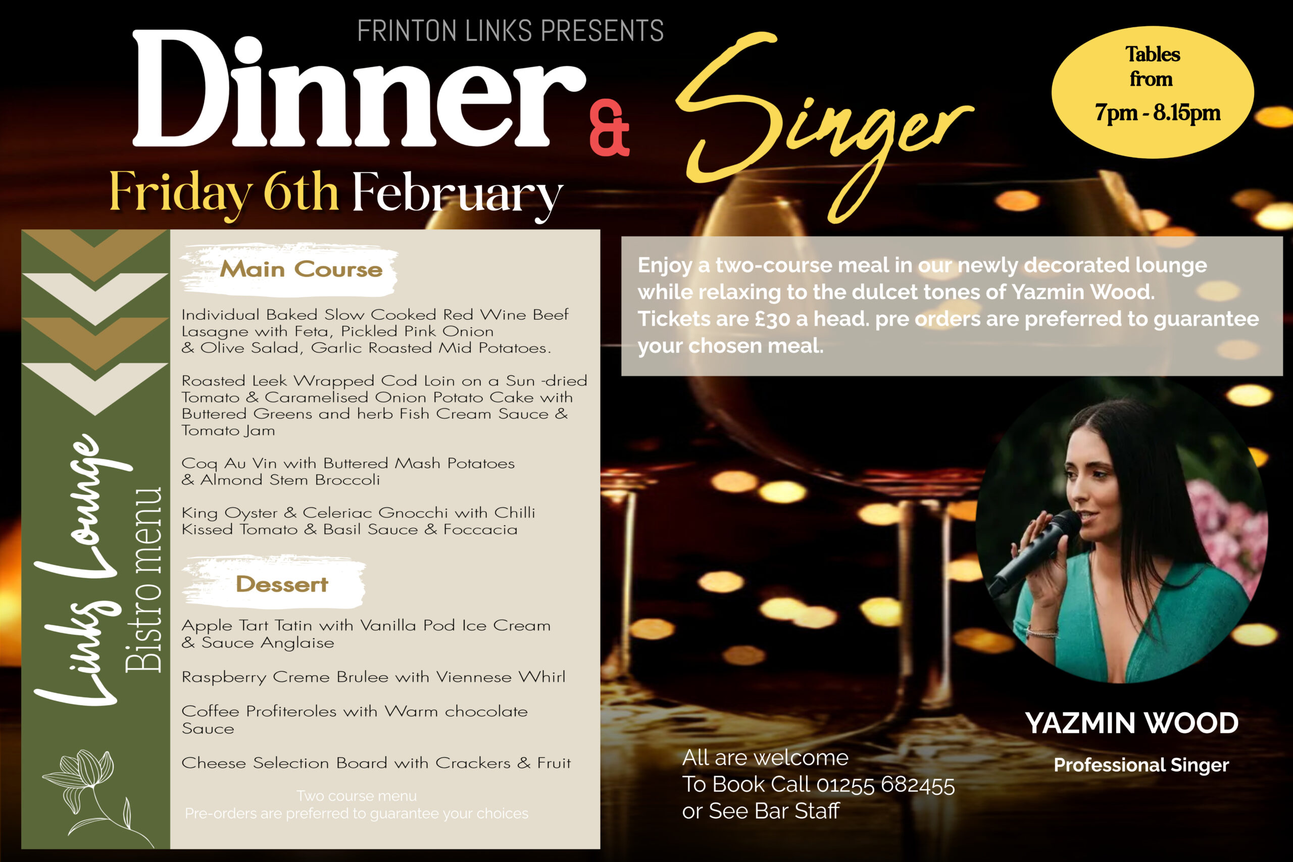 Friday 6th February- Dinner & Singer